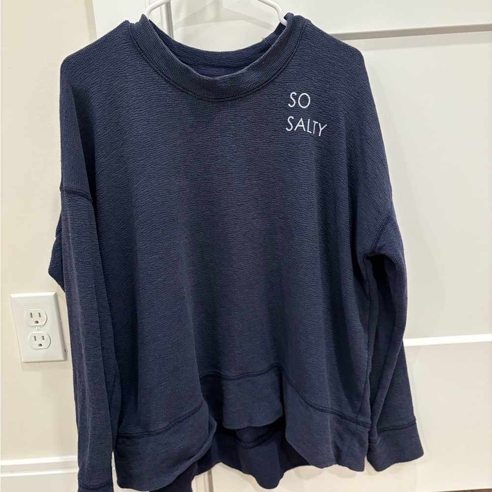 Aerie Deep Blue Textured Sweater - Picture 2 of 5